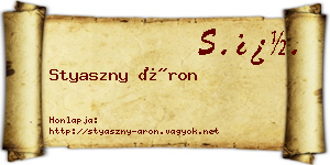 Styaszny Áron névjegykártya